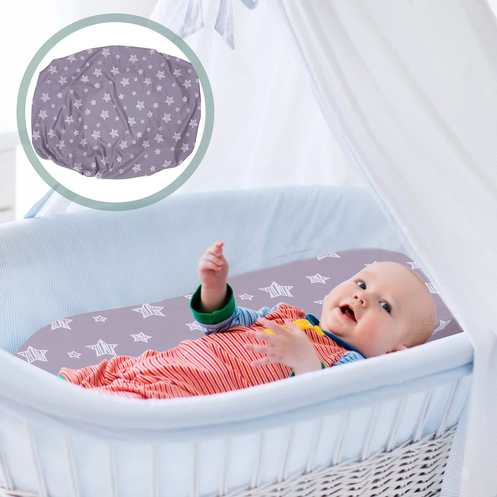 Copertura per fasciatoio per bambini, staccabile, lavabile, riutilizzabile, elastica, elastica, per fasciatoio, copertura protettiva per culla neonato