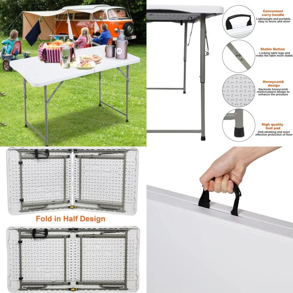 

Portable 4ft Plastic Folding Picnic Table for Parties and Camping