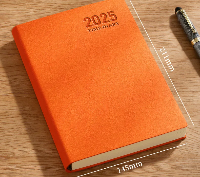 2025 Daily Planners A5 English Thicken 400 Page Schedule Notebook PU Leather Colorful Month Index Agenda Office School Supplies