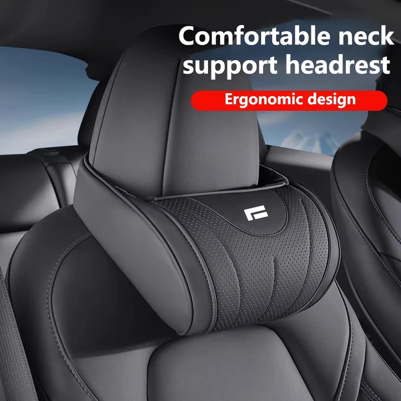 For BAIC JISHI polestone 01 Rox Car Headrest Lumbar Support Breathable Memory Foam Leather Car Rest Neck Pillow Seat Cushion