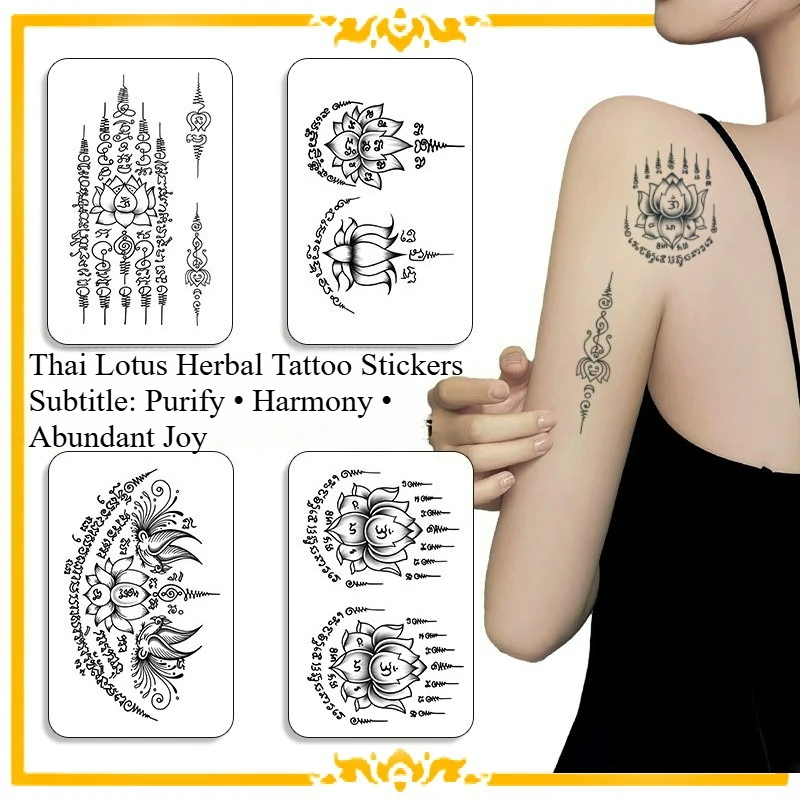 

Thai Scripture Temporary Tattoos for Men Women,Tattoo Stickers,Waterproof Long-Lasting 15 Days,Semi-Permanent Fake Tattoo