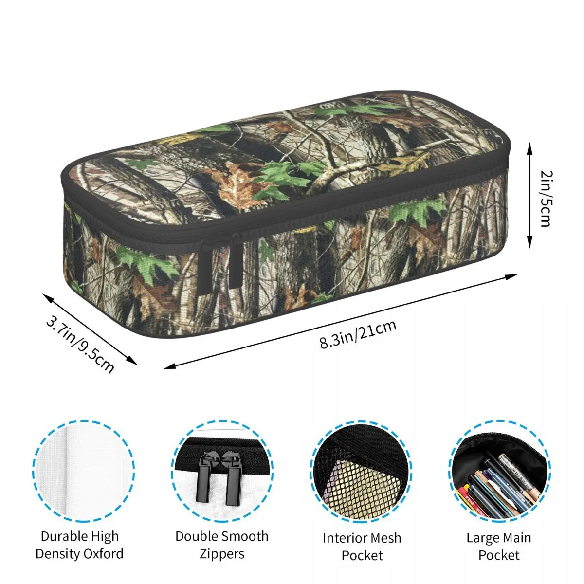 Customized Real Tree Camouflage Camo Pattern Pencil Case for Boy Girl Large Storage Pen Bag Box School Accessories