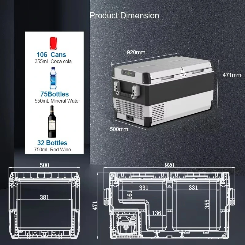 FROZEN Big Capacity 75l Portable 12v Compressor Fridges for Truck caravan RV Freezer with CE/RoHS/GS and Dc