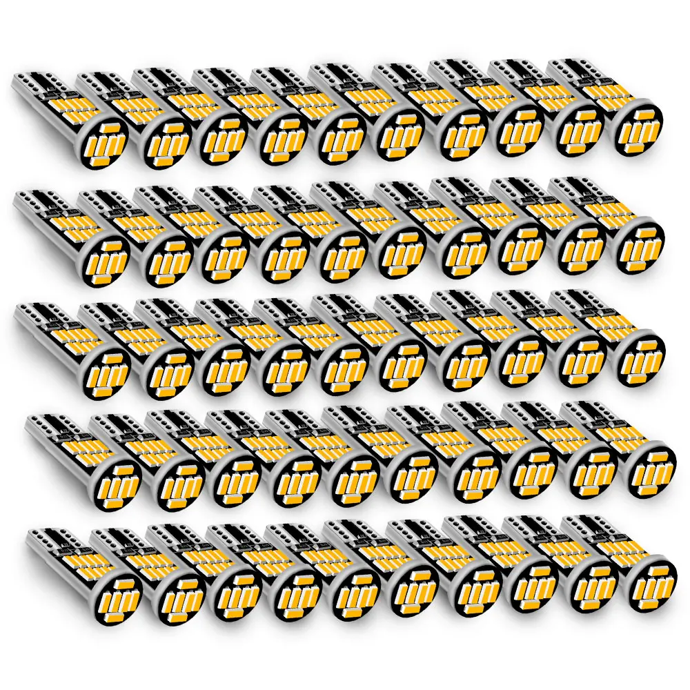 50 шт./упаковка, фонари T10 4014 26SMD, Янтарный/белый/синий/красный