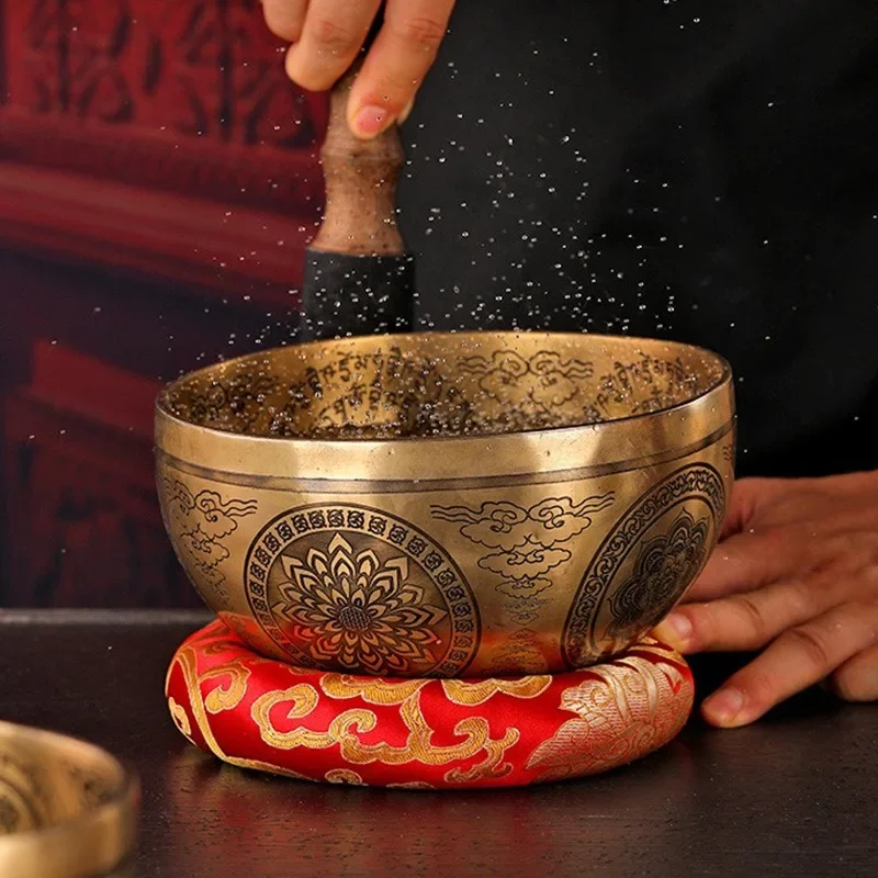 Tibetan Singing Bowl Buddha Nepal Meditation Sound Bowls Mallet Spirituality Diapason Chakras Handmade Sounds Healing Instrument