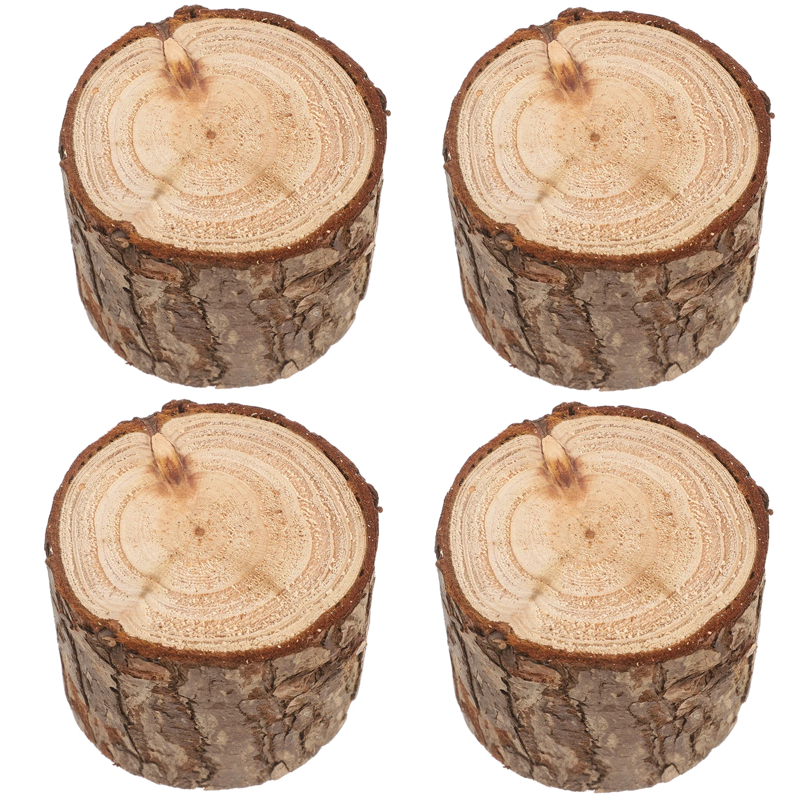 

4 pcs Flower Vessel Creative Wooden Planter Pots Decorative Outdoor Fake Tree Bark Retro Pot Barrel Planters Container
