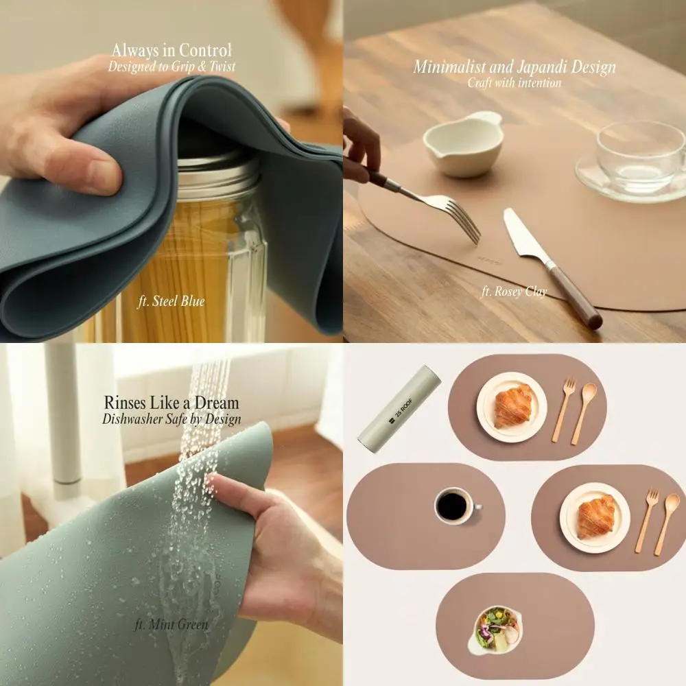 

Heat Resistant Silicone Oval Placemats Set of 4 - Water-Proof, Easy Clean, Non-Slip for Elegant Dining Tables