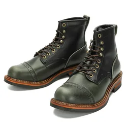 Top Laye-Botas Martin de cuero de vaca para hombre y mujer, zapatos altos de cuero genuino para montar al aire libre, zapatos de herramientas de gran tamaño