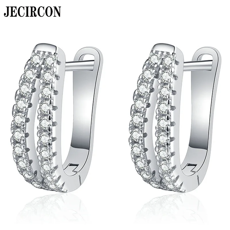 

JECIRCON Original Full Moissanite Hoop Earrings for Women S925 Sterling Silver European and American Style Fashion Cross 0.6ct