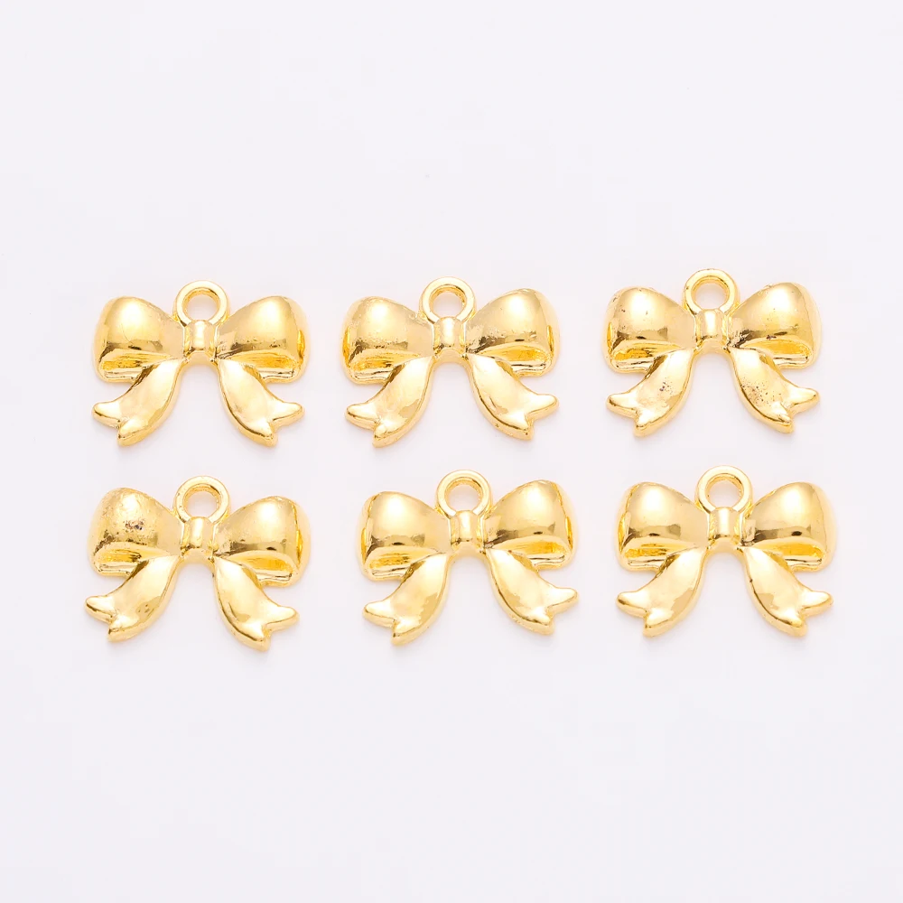 Wholesale Cute 10Pcs 18x14mm Metal Zinc Alloy Bow Charms Fit Necklace Earrings Bracelet Handmade DIY  Jewelry Makings