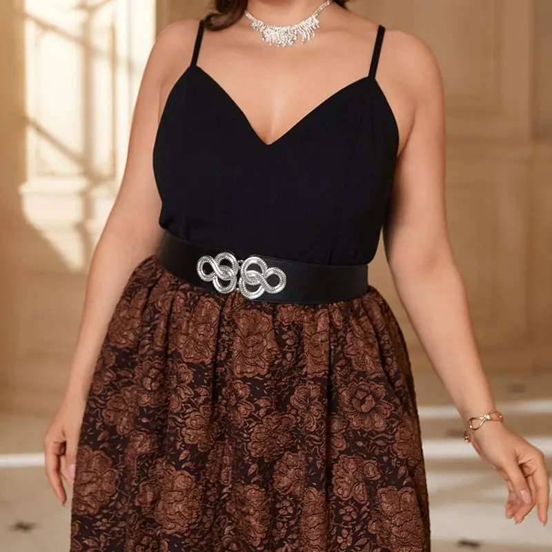 حزام عقدة صينية مقاس كبير مشد خصر واسع قابل للتمدد للفساتين والمعاطف التخسيس وشاح الموضة الحلي الملابس النسائية #5