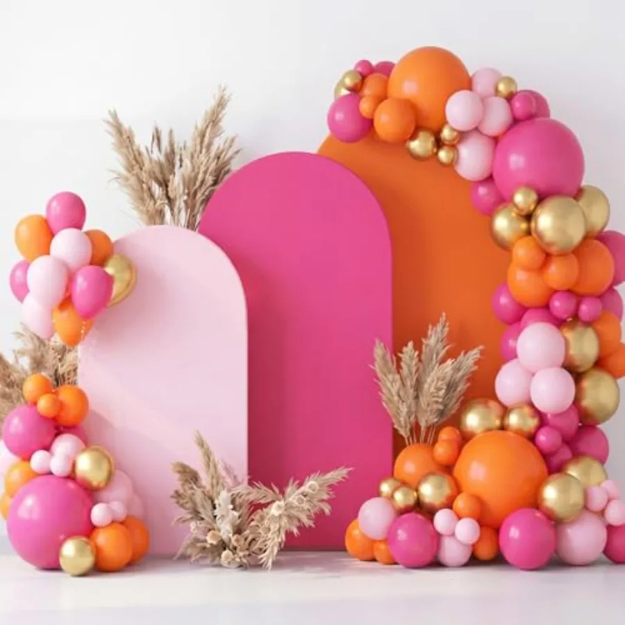 

Sunset Party Decoration for Baby Shower Birthday Wedding Bridal Shower, Polyester Arch Backdrop Cover in Pink and Orange Gradie