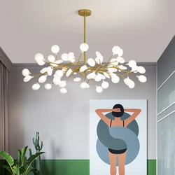 Creativity Firefly LED Chandelier Black Gold for Living Room Bedroom Hall Home Decor Indoor Lighting Minimalist Ceiling Pendant