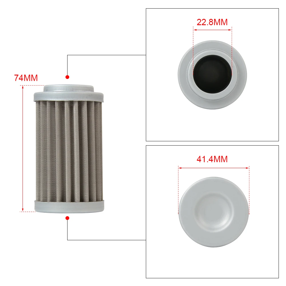 Ethanol Fuel Compatible Stainless Steel 100 micron Mesh Fuel Filter Element E85 GAS Each fuel filter AN6 / AN8 / AN10 Inline