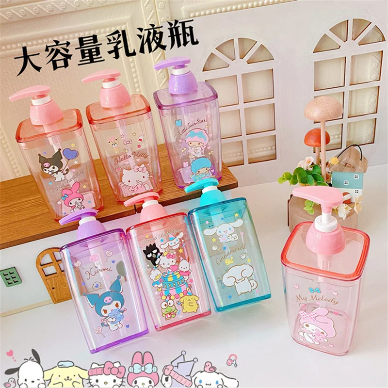 Sanrio Hello Kitty Dispenser Bottle Anime Portable Shampoo Shower Gel Bottle Cartoon Large Capacity Hand Sanitizer Sub-bottling