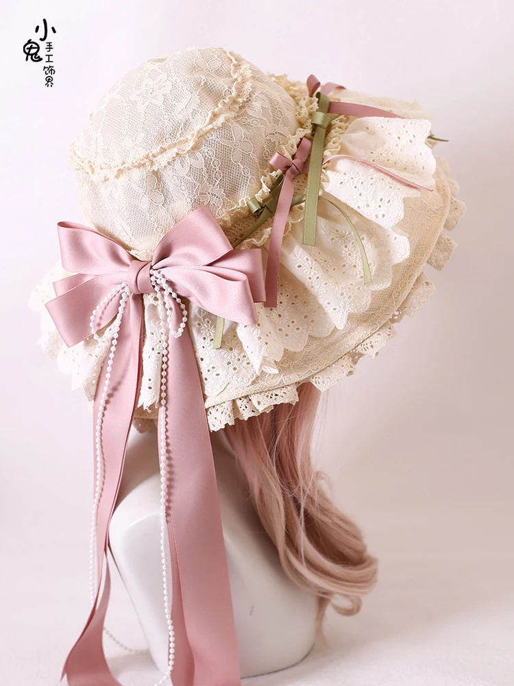 Original Lolita Lolita Four-Hour Flower Bow Elegant Doll Umbrella Hat Han Yang Eclectic Sun Hat