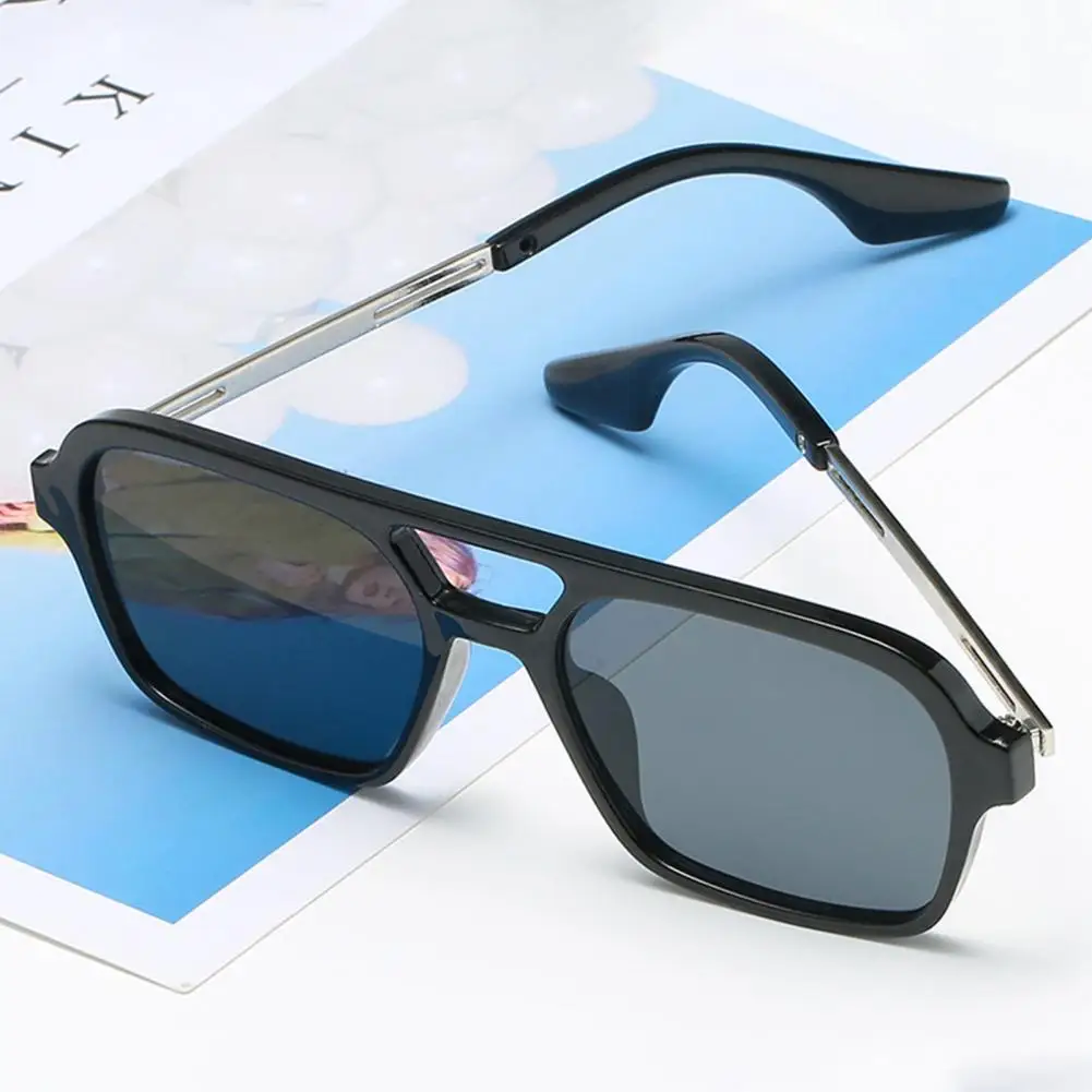 Sunglasses Anti-slip Sun-resistant Square Frame Cool Appearance Shade Retro Double Bridge Hollow Fashion Sunglasses Outdoor Supp