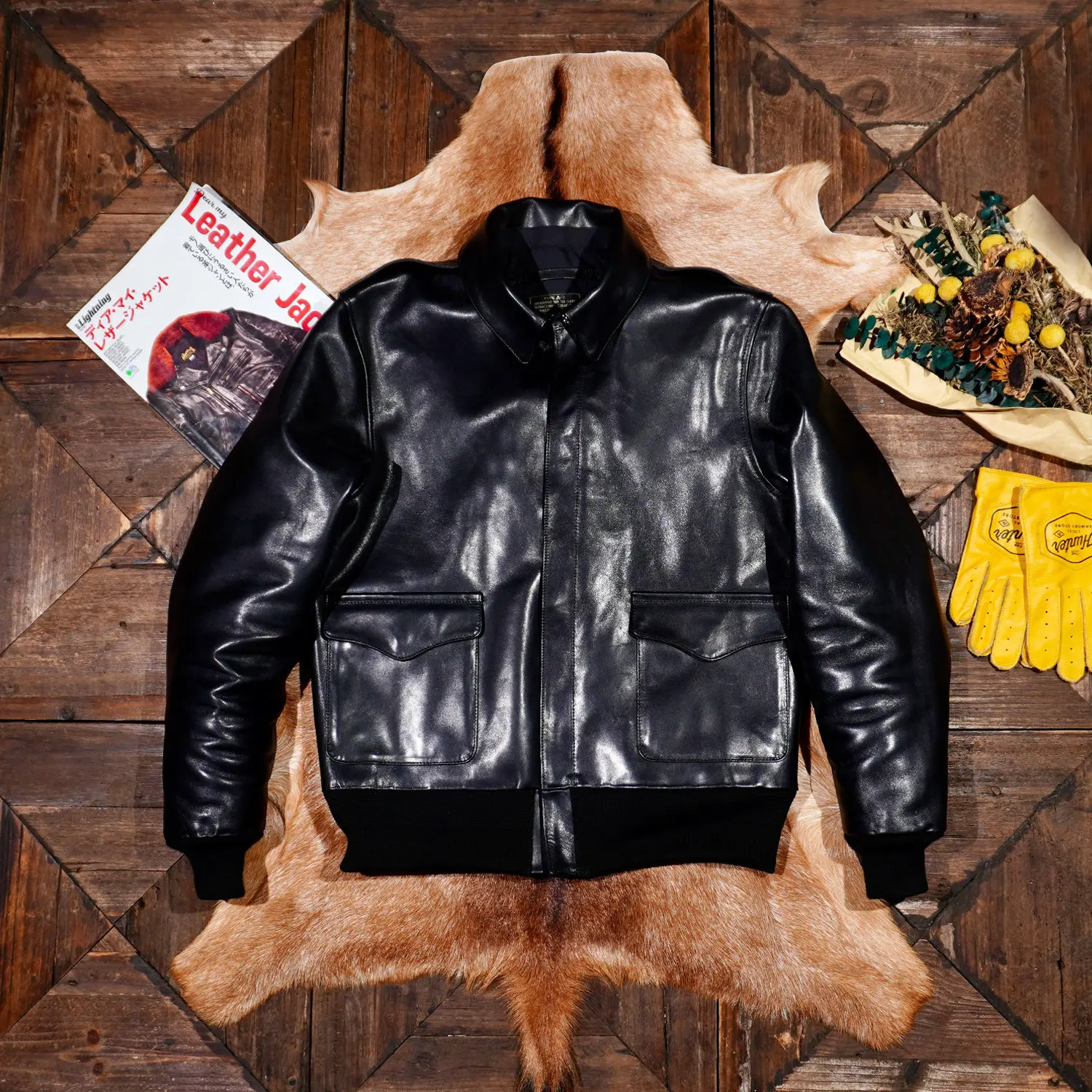 70's Lee A-2flight jacket レザージャケット Vintage A2 Flight Jacket Men Full Vegetable Tanned Horsehide