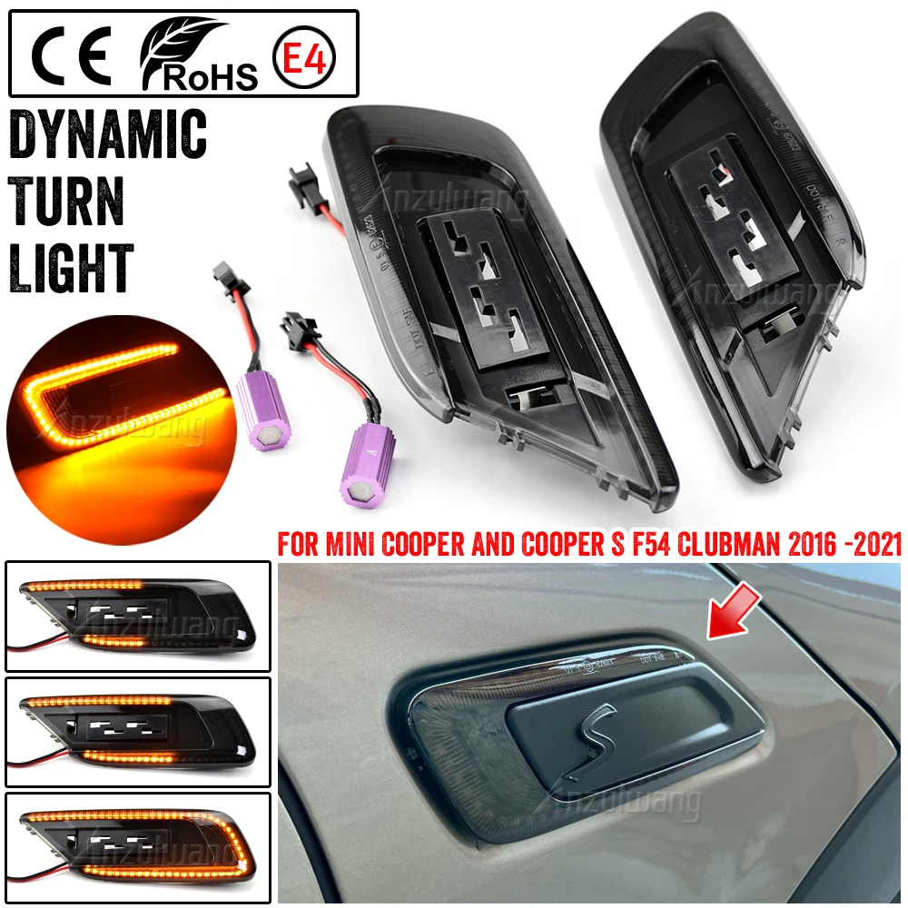 LED Dynamic Side Marker Indicator Blinker Light Turn Signal For 2015 2016 2017 2018 2019 2020 Mini Cooper F54 Clubman 2015-2021