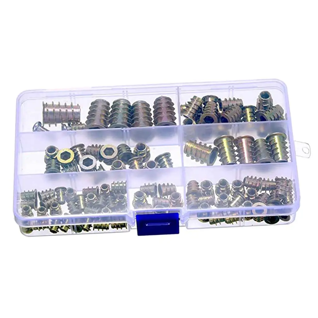 100x Lots Metal Insert Nuts Metal Hex Socket Screw Nuts Skid Resistance