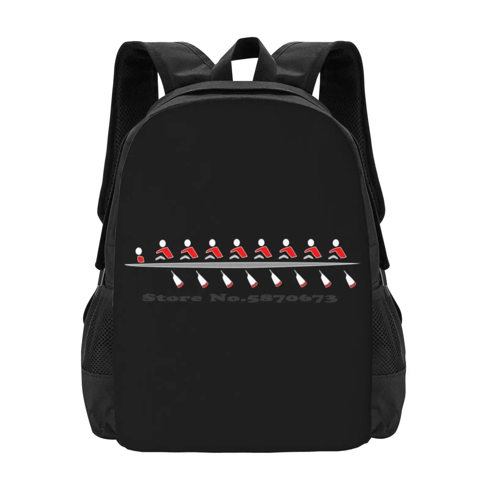 Rowing - 8+, Red & Black Colors, Dark Background Hot Sale Schoolbag Backpack Fashion Bags Rowing Sweep Crew Sports Coxswain