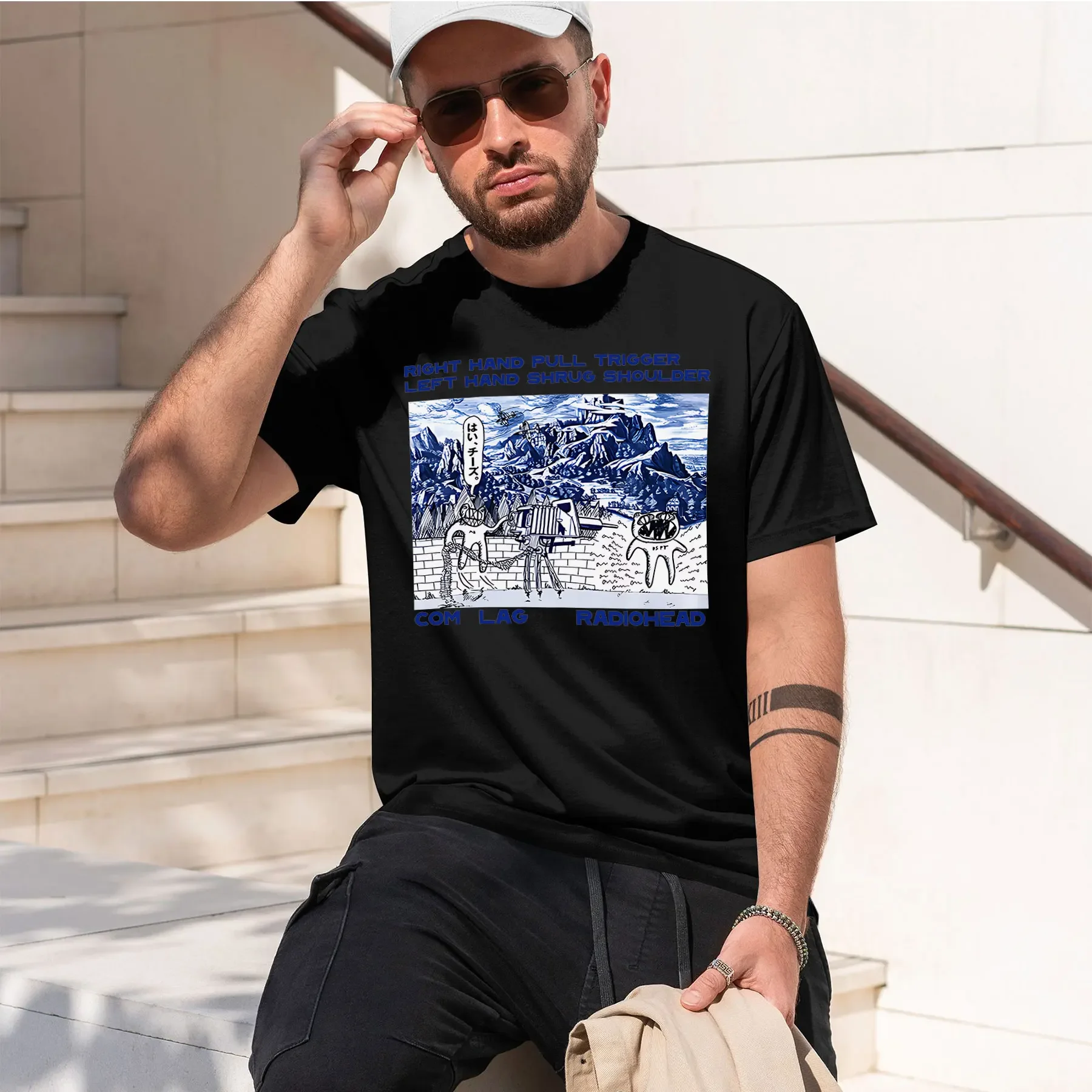 Radiohead COM LAG(2plus2isfive) 2026 new fashion heavyweight hot selling retro printed pattern fun round neck T-shirt for daily
