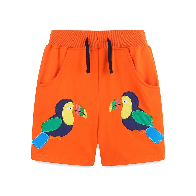 

2-7T Bird Applique Embroidery Summer Children's Shorts For Girls Clothes Kids Trousers Pants Pockets Baby Clothes