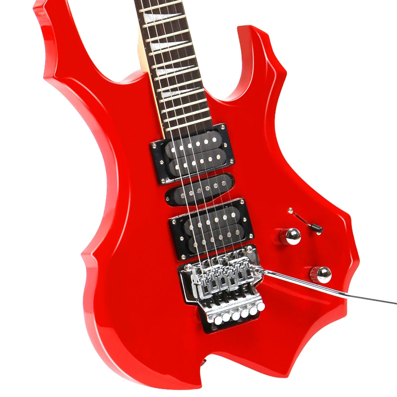 Flame Pattern Double Lock Tremolo Electric Guitar 24 Frets For Beginner Practice