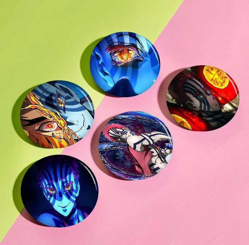 Demon Slayer Infinity Castle Akaza Creative Tinplate Soft Button Pins Animal Icon Brooch Lapel Backpack Badge Accessories Pin