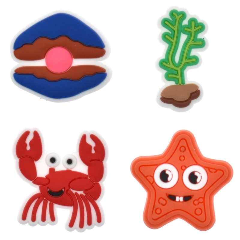 10 pcs Sea Animals Crab Starfish Pumpkin Shell Pearl Water Plants Kids Gifts Toys Shoes Decorations