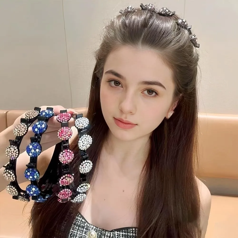Rhinestones Crystal Headband Double-layer Hair Accessories Sparkle Beaded Hairband Hair Clips Hair Hoop Headwear For Women Girls