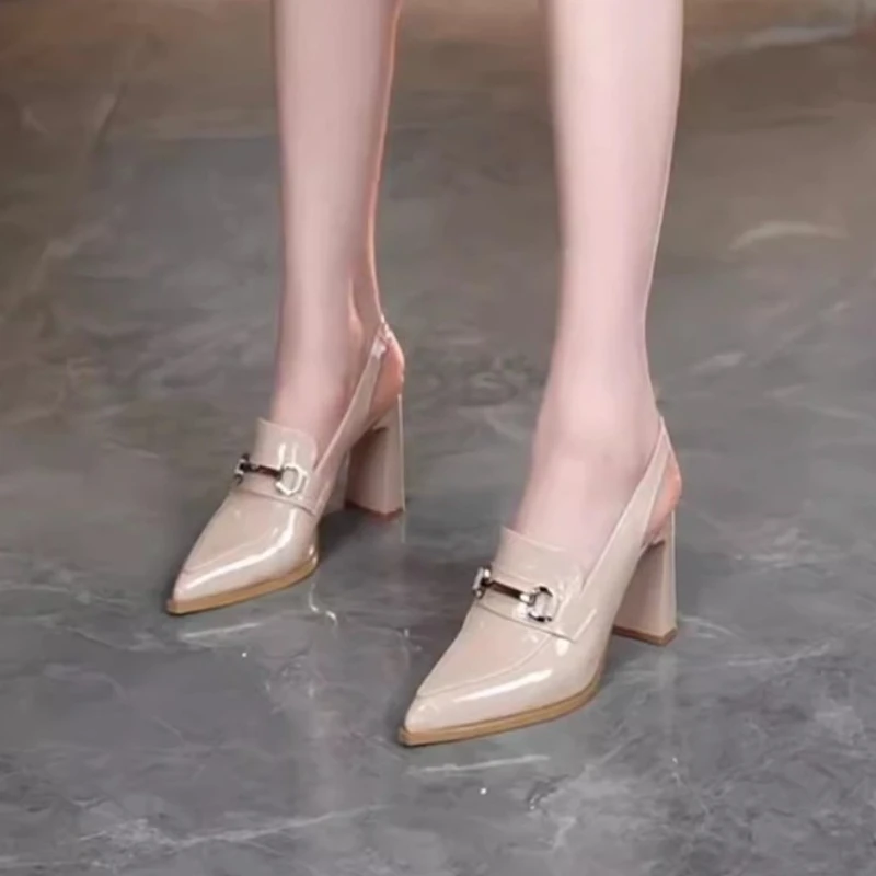 

Sharp Pointed Design High Heels for Women New Sandals for Spring Summer and Autumn of 2026 Deep Mouthed Thick Heel Work Shoes