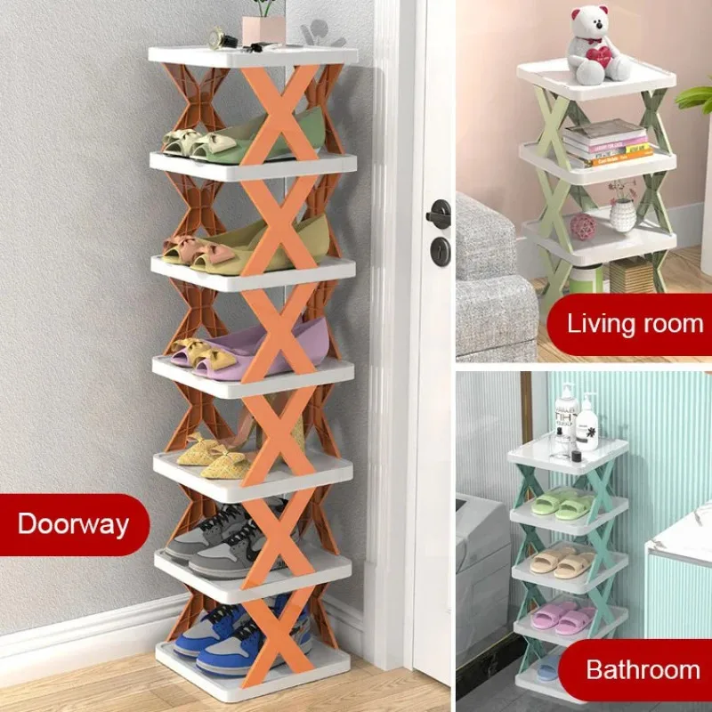 

Small household folding shoe rack bedroom balcony storage rack multifunctional folding shoe cabinet