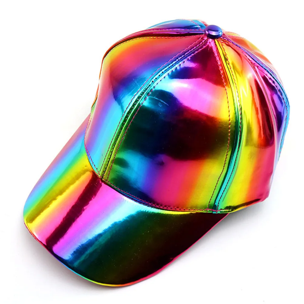 Fashion Peaked Synthetic Holographic Baseball Adjustable Sun Block Hat for Outdoor (Colorful, 56-58CM Circumference)