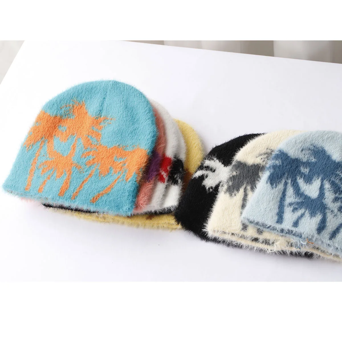 coconut tree warm star Ski cap Ma Haimao winter knitted Toddler beanie fur hats Knitted Hat y2k acrylic hip hop dice hat caps