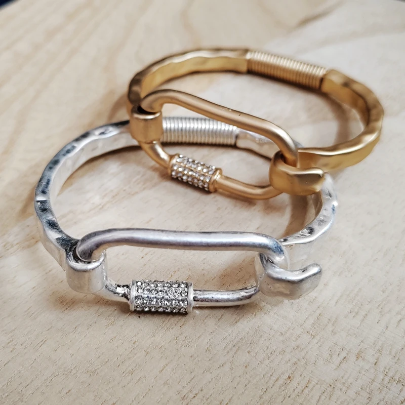Vintage Crystal Cuff Bangle Open Punk Cool For Women Luxury Jewelry Designers INS Fashion