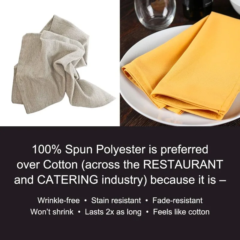 Restaurant Cloth Napkins (Case of 300)Spun Polyester Bulk Dinner Napkin with Hemmed Edges Ideal for Dinner,Wedding,Party,Banquet