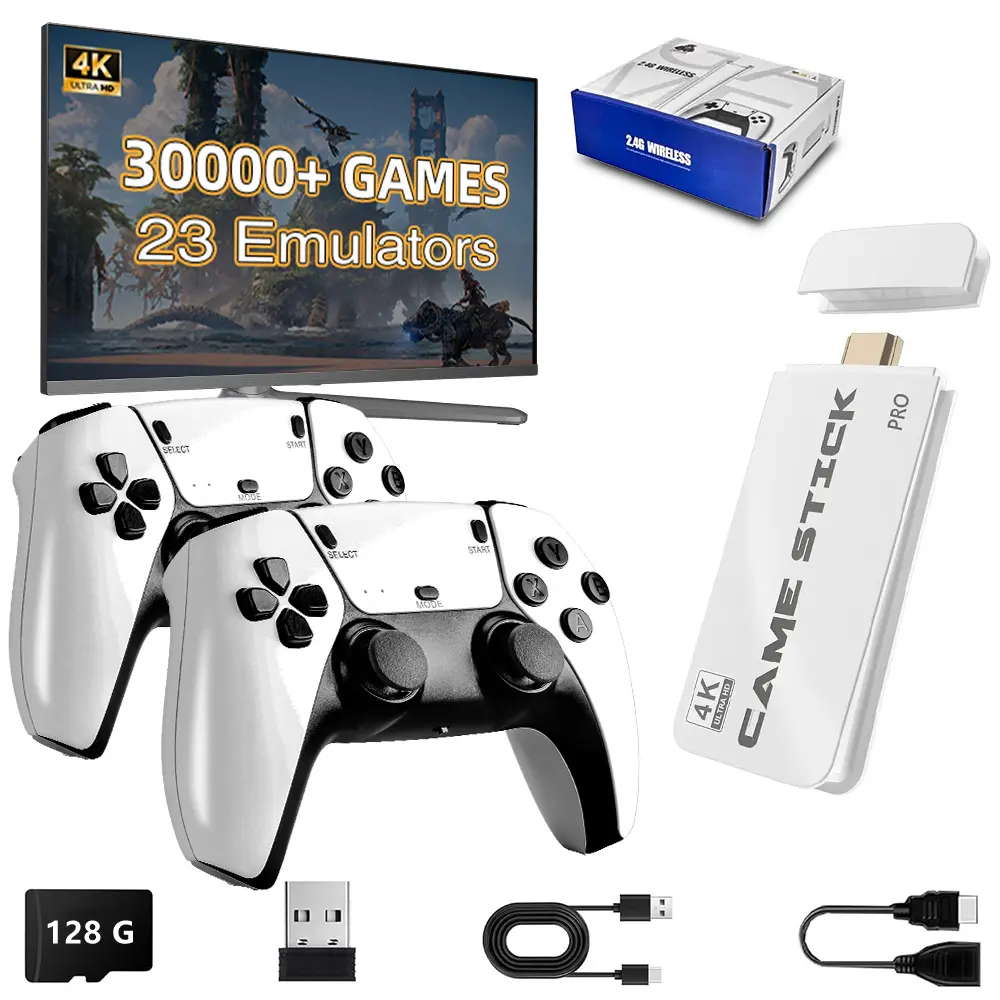 M15 4K Game Stick Mini Retro Console de videogame construído em 30000 jogos sem fio gamepads controlador de videogame suporte 2 jogadores