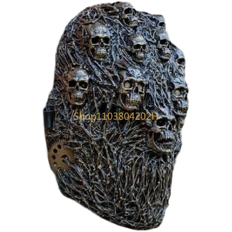 Steampunk Skull Mask Full Face Halloween Horror Doomsday Mechanical Style Death Mask Handsome Headgear for Men