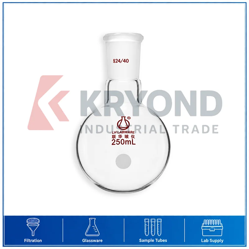 LH-019225 Single Neck Round Bottom Flask 200ml 250ml 300ml Borosilicate Glass Laboratory Chemistry Research Glassware Pack Se