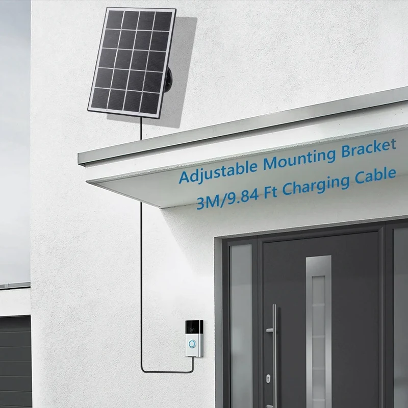 20W Solar Panel Charger Forring Video Doorbell 360° Adjustable Mount Fordoorbell 4/3/3 Plus/2 A