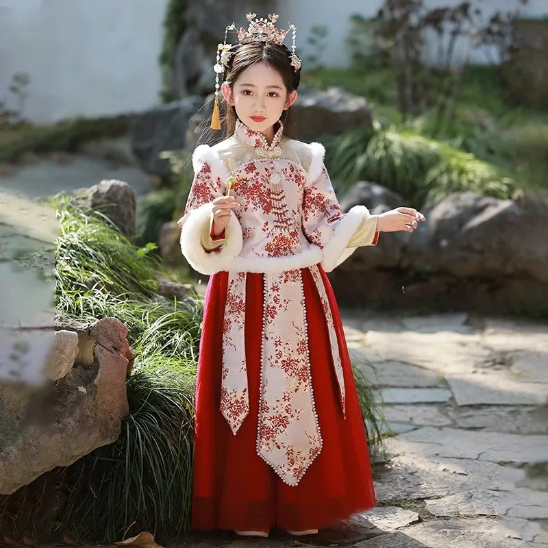 

Chinese Kids Robe Girls Children Kimono Traditional Vintage Dress Dance Costume Cosplay Chinese Hanfu Festive New Year Clothes