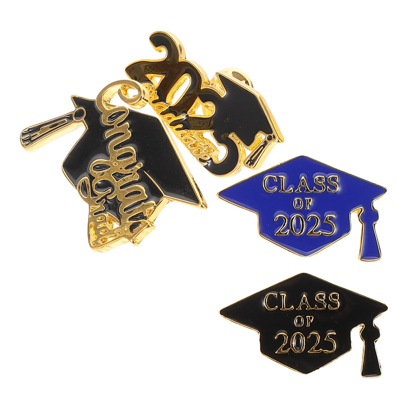 

4pcs Graduation Brooch 2025 Doctor Hat Lapel Pin Zinc Alloy Class Jewelry Supplies Cap Decorations Enamel Button Graduation