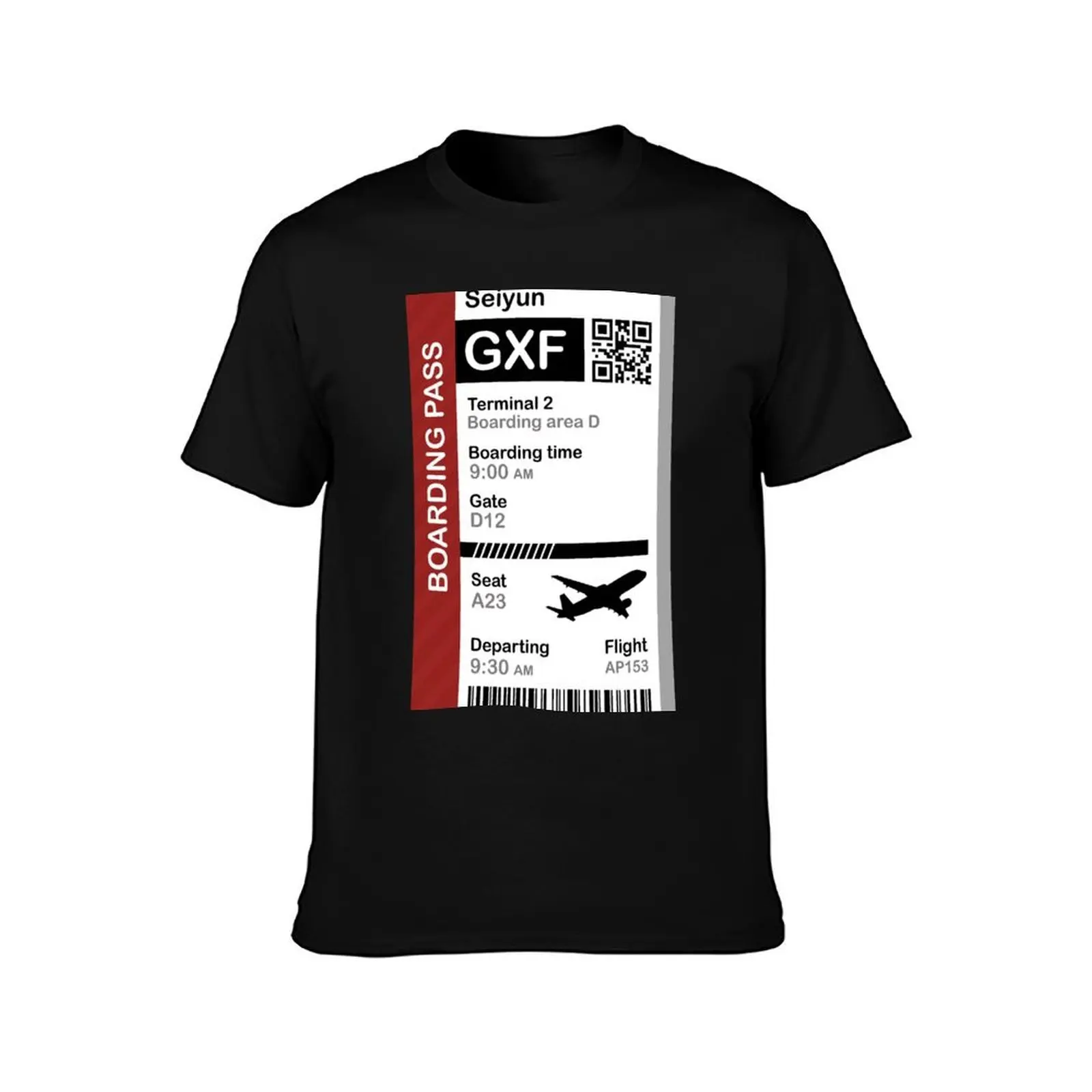 Seiyun Boarding Pass Flight Destination Ticket T-Shirt Plus Size Non-Shrink T-Shirt