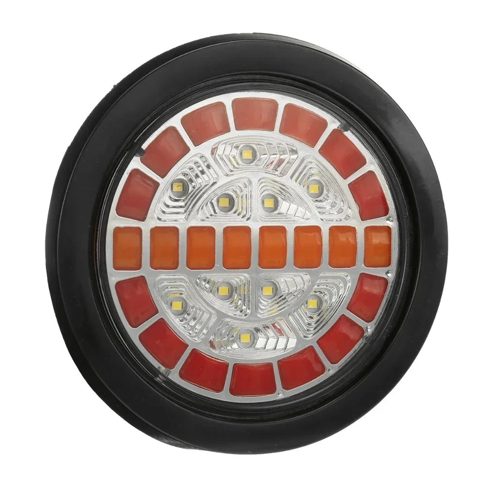 2x 12V 24V Truck Trailer Tractor LED Round Turn Light Rear Tail Light Flashlight Reverse Stop Signal Indicator Lamp Lorry RV Van