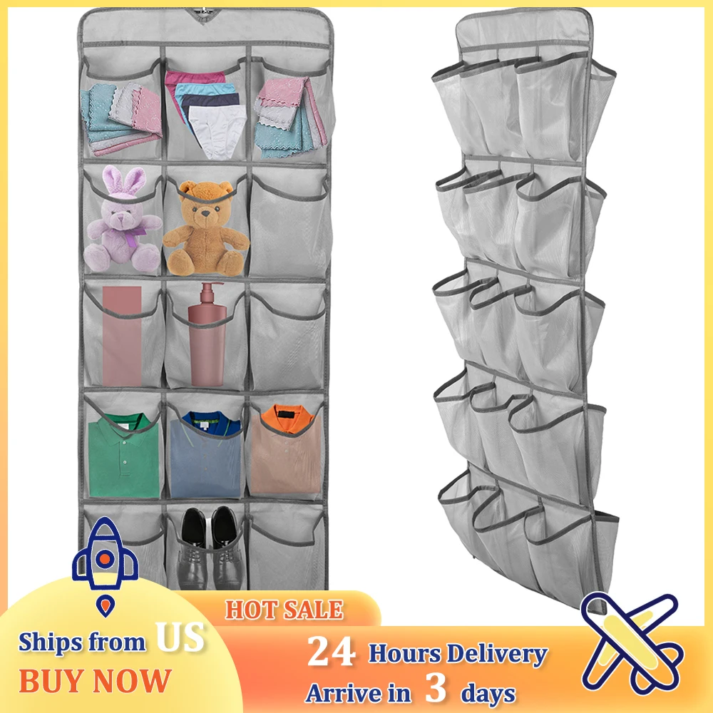 

30-Grid Hanging Shoe Storage Bag Double-Side Closet Organizer Space Saving Wardrobe Holder for Clothes Shoes Organizer Bag