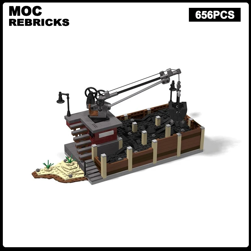 MOC Train Coal-Fired Power Plant Urban Architecture Building Blocks Assembly Model Display Creative Bricks Set Children Toy Gift