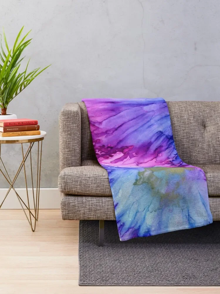 Pink and Blue Floral Abstract Throw Blanket Blanket For Sofa Blankets For Bed Large Blanket Picnic Blanket