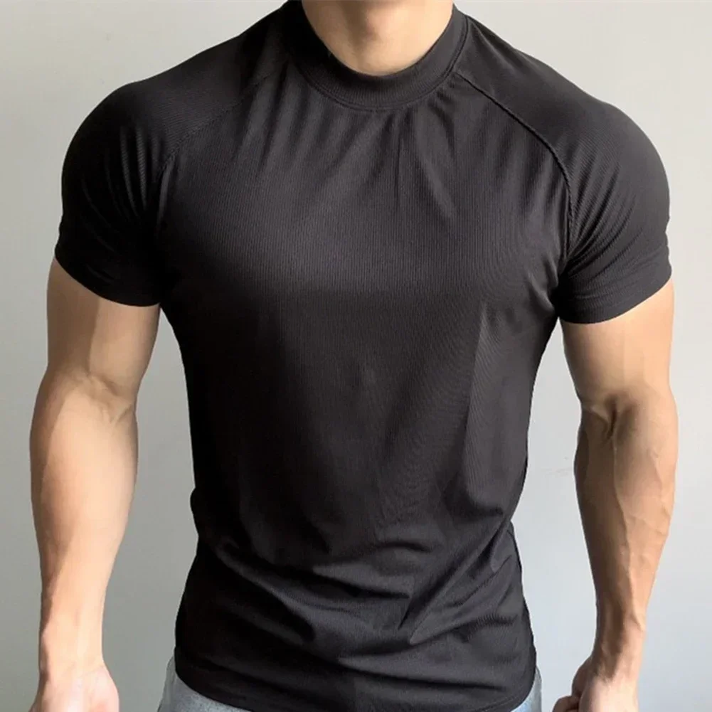 

Fashion Sports T-shirt T-shirt Short Sleeve Shirt Black Quick Dry Gym Top Solid Color Pattern Daily And Holiday Use