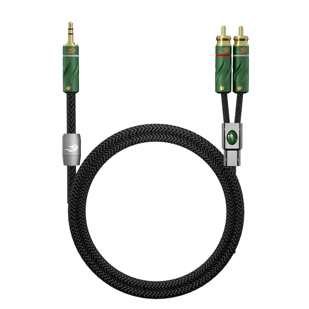 HIFI 3.5mm to 2 RCA Male Short Y Splitter Digital Stereo Audio Cable for Mobile Phone Computer Power Amplifier 24K Gold Plated